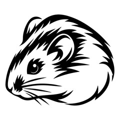 Stylized Guinea Pig Portrait in Black and White Minimalist Design