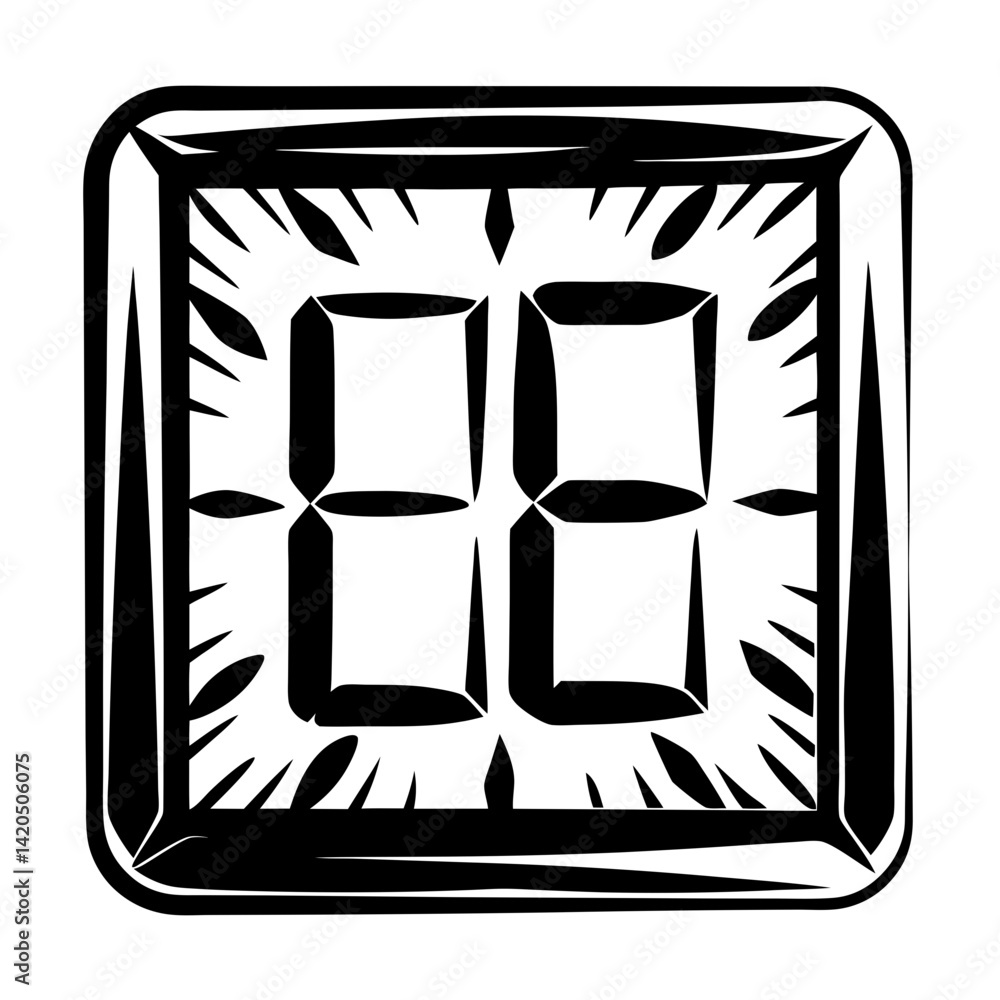Aufkleber digital number eight display with decorative frame in black and white