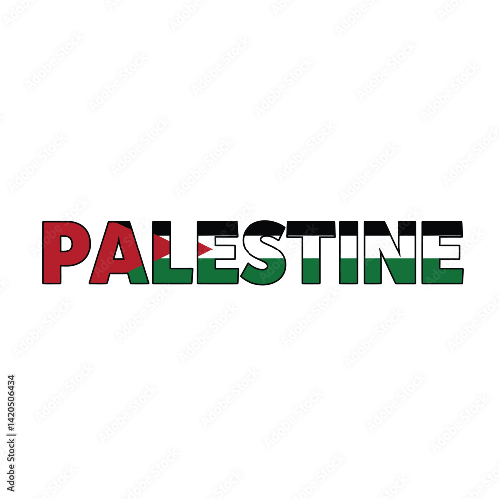 Poster palestine word text filled with palestinian flag symbolism and identity
