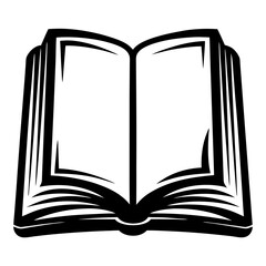 Open book icon black and white illustration perfect for study materials