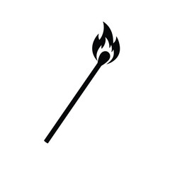 Burning Matchstick Vector Illustration Minimalist Design Black And White Icon