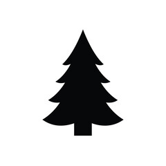 Simple Evergreen Tree Silhouette Vector Illustration On White Background Minimalist Design