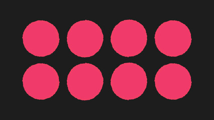 Hand drawn round brush frame, grunge paint shape set. Rough texture circular border. Stamp style circle outline element. Vector illustration