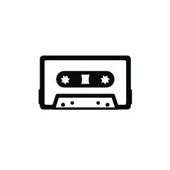 Obraz premium Audio Cassette Tape Retro Music Black And White Vector Illustration