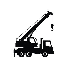 Mobile Crane Truck Vector Silhouette For Construction And Heavy Lifting Projects