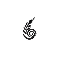 Elegant Black Fern Frond Combined With Swirling Element Creative Vector Design © dipu