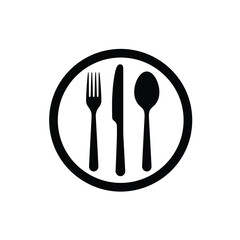Fork Knife And Spoon Place Setting In A Circle Vector Illustration
