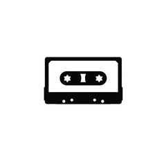 Retro Audio Cassette Tape Black And White Minimalist Vector Illustration