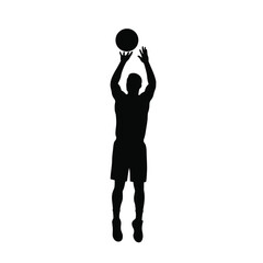 Basketball Player Silhouette Shooting Ball Action Sport Vector Illustration Design