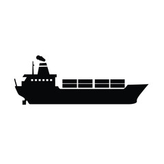 Obraz premium Cargo Container Ship Silhouette Icon Transportation Vessel Logistics Illustration Design