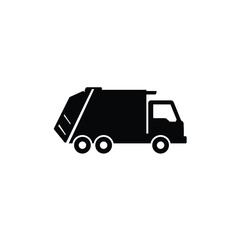 Black Silhouette Illustration Of Garbage Truck For Waste Management Concept