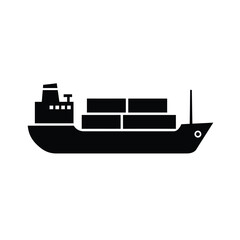 Black Silhouette Illustration Of A Cargo Ship Transporting Goods Overseas