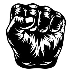 Stylized fist in black and white evoking strength and determination concept