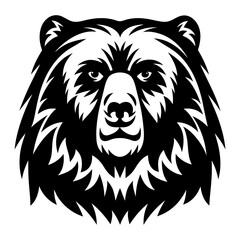 Monochromatic image of a stylized bear head with intricate fur details