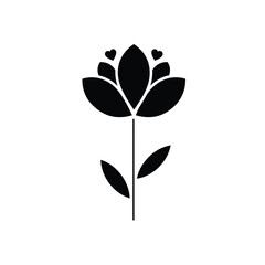 Minimalist Flower Vector Graphic With Heart Accents For Valentines Day Design