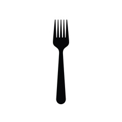 Isolated Black Fork Silhouette On White Background Simple Utensil Graphic Illustration