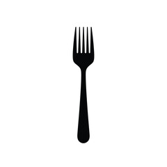 Simple Black Fork Illustration On White Background For Food And Design
