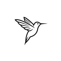 Elegant Flying Hummingbird Outline Vector Illustration For Logo Design And Branding