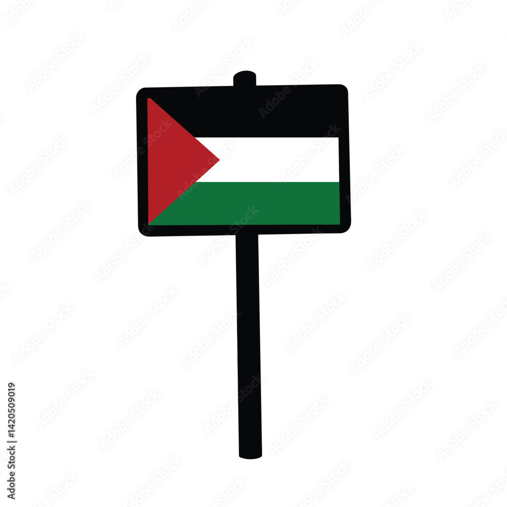 Poster simple isolated sign with palestinian flag vector illustration icon symbol