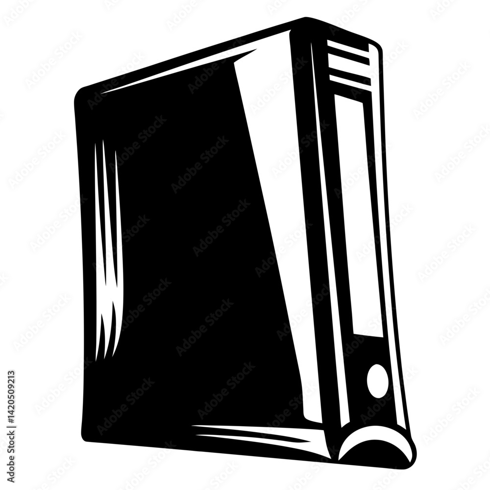Poster solid black binder isolated on white background with distinctive edge design
