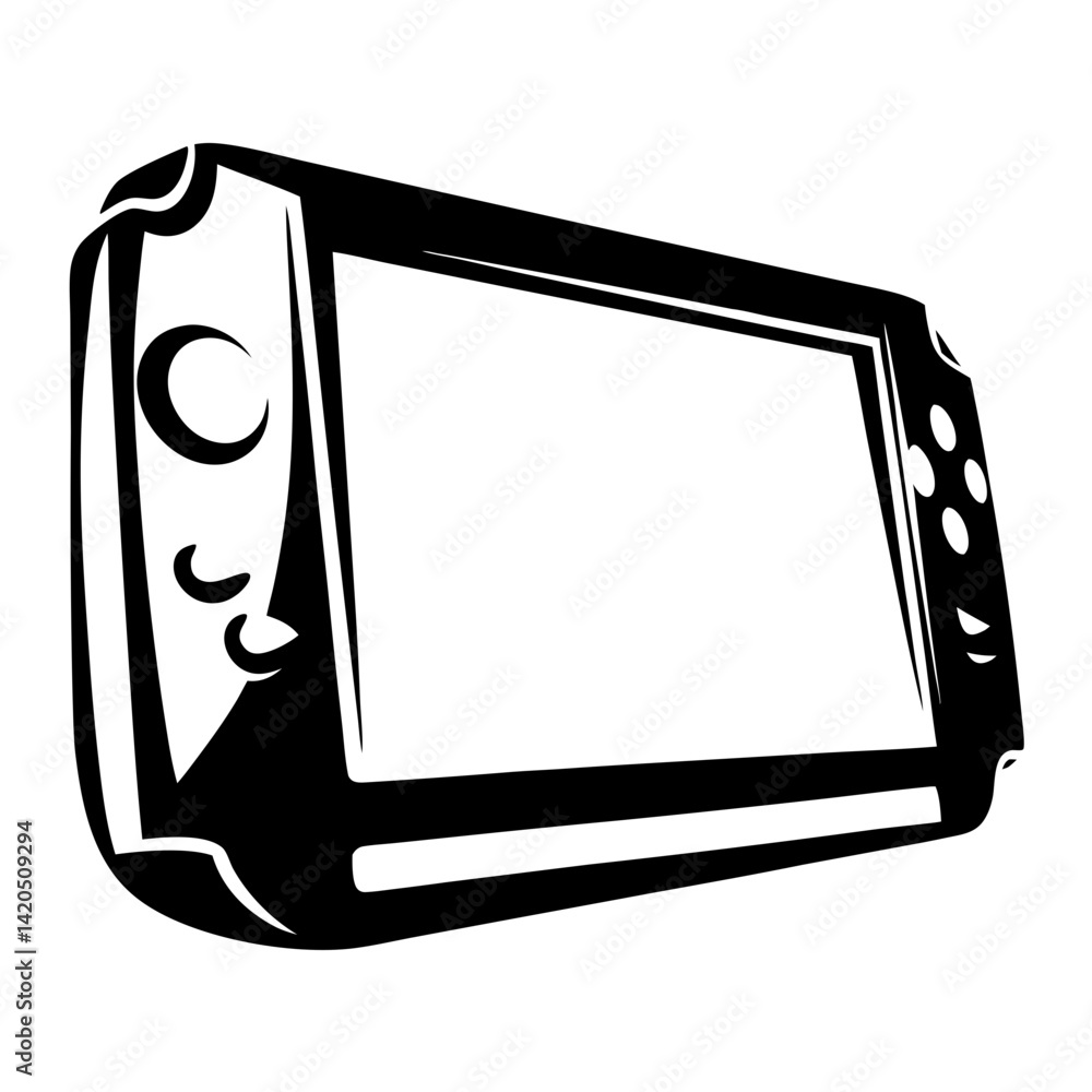 Poster black and white stylized handheld game console vector image for design