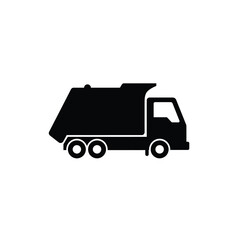 Black Silhouette Illustration Of A Sanitation Truck For Waste Collection Services