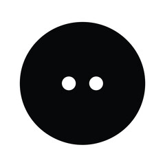 Simple Black Button With Two Holes Flat Design Vector Illustration