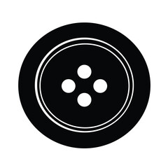 Simple Isolated Black And White Button Design For Sewing Projects And Crafts