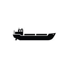 Black Silhouette Of Cargo Ship Vessel Transportation And Maritime Industry