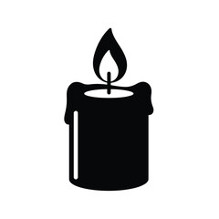 Candle Flame Black Silhouette Illustration Icon Festive Symbol Vector Image