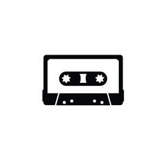 Obraz premium Black And White Cassette Tape Vector Illustration Audio Recording Icon