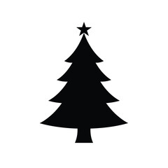 Minimalist Christmas Tree Silhouette With Star Topper On White Background For Festive Design