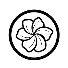 Minimalist Flower Icon In Black And White With Circular Frame Design
