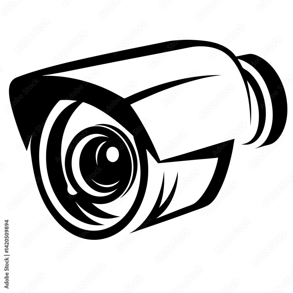Aufkleber stylized black and white security camera icon design in vector format
