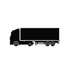 Black Silhouette Of Trailer Truck Vehicle Transport For Cargo Logistic Service