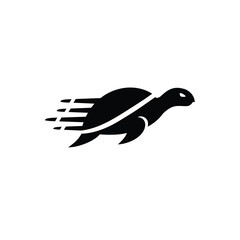 Fast Turtle Silhouette Design For Logo Or Mascot Speed Concept Black