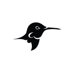 Black Silhouette Illustration Of Hummingbird Flying On White Background Graphic Resource