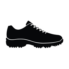 Black Golf Shoe Silhouette Isolated On White Background For Sport Design Projects