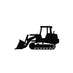 Naklejka premium Black Silhouette Of A Bulldozer Machinery Excavator Isolated On White Background