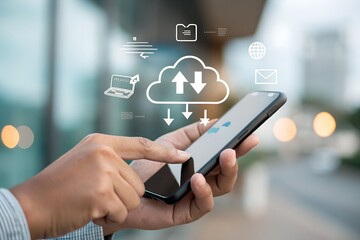 Cloud based file storage and secure data backup solution with encrypted privacy protection, real time synchronization and mobile access for file management. business continuity and digital security