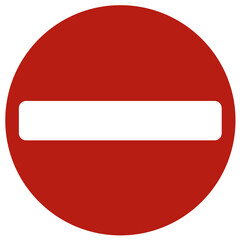 No Entry Road Sign PNG – Red Circular Restriction Symbol with White Horizontal Bar and Transparent Background