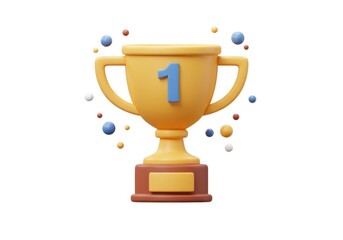 Gold trophy illustration achievement and success graphic isolated on white background