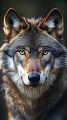 Obraz premium Intense gaze of a wolf, capturing its raw emotion and inherent strength
