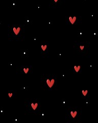 Red Hearts on Black Background for Romantic Design