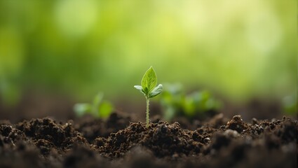A captivating image of a seedling bursting through the soil with a soft focus background symbolizing growth and new beginnings