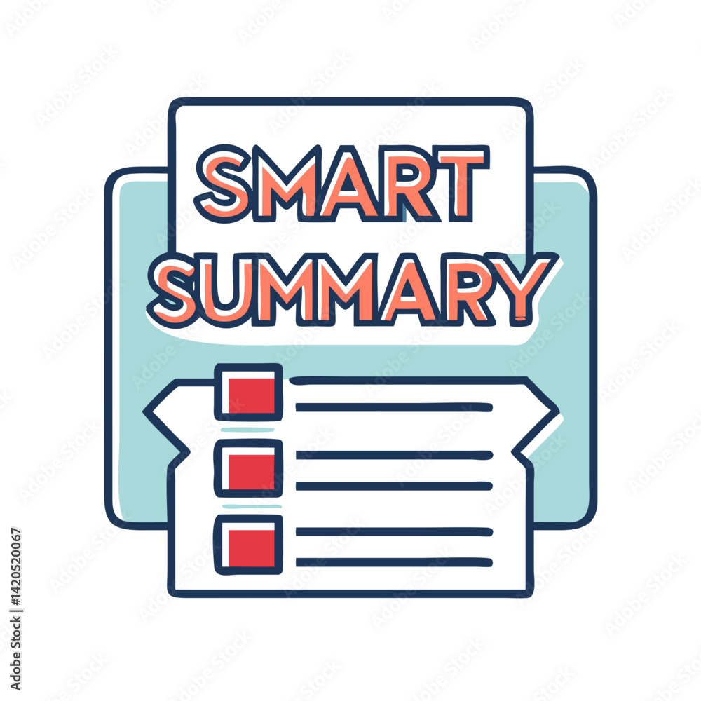 Poster smart summary icon with checklists and document elements
