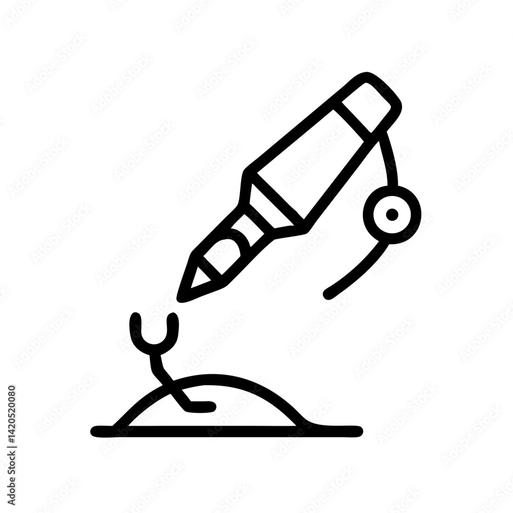 Poster icon of ai writing robot in action on paper