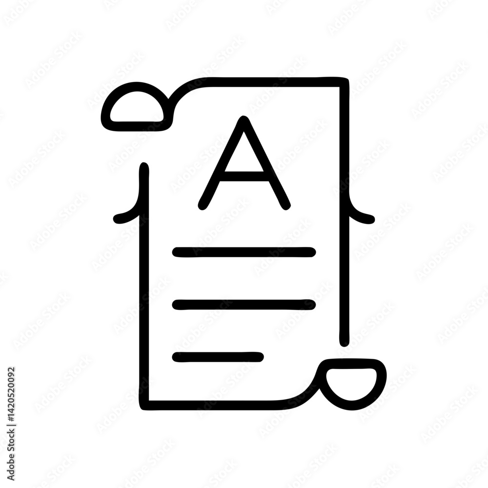 Poster icon of ai content generation with paper scroll design