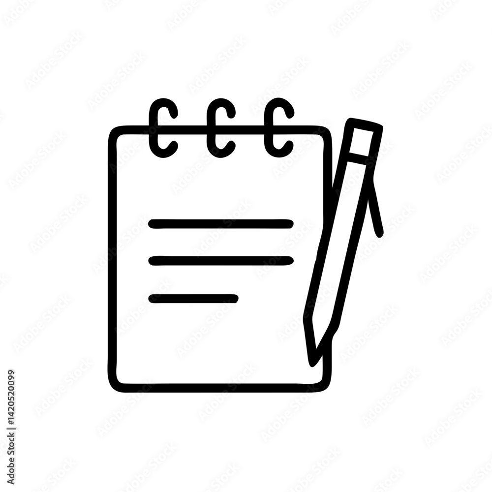 Poster icon of a notepad with a pencil for note taking