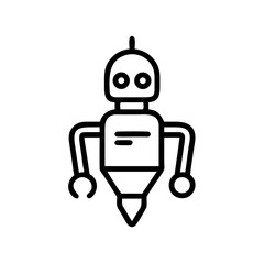 Obraz premium AI Writing Robot Icon Drawing on White Background 
